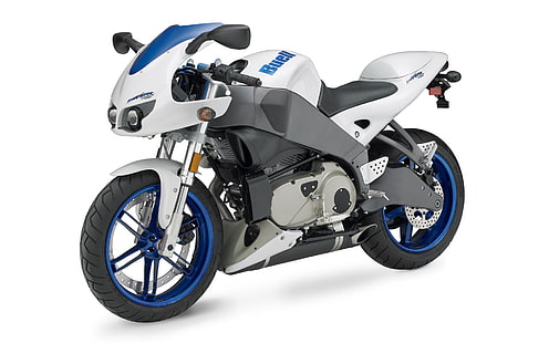 белый и черный спортивный мотоцикл, мотоцикл, синий, buell xb12r, HD обои HD wallpaper