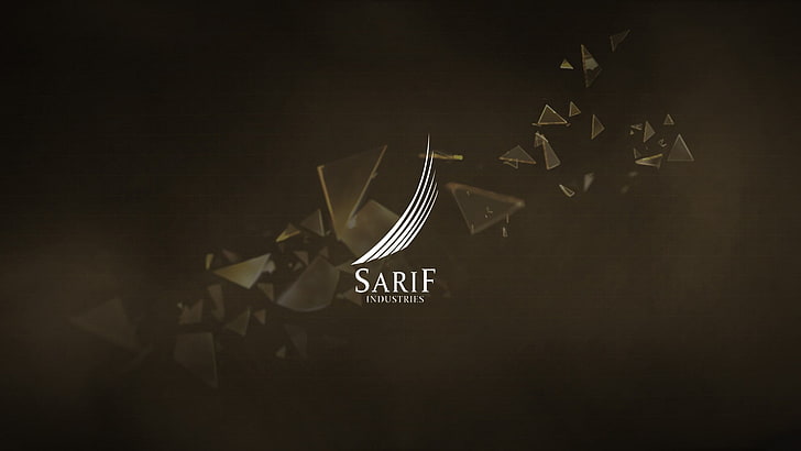 พื้นหลังสีดำพร้อมการซ้อนทับข้อความ Sarif Presents, Deus Ex, Sarif Industries, วิดีโอเกม, วอลล์เปเปอร์ HD
