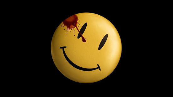 smiley with blood illustration, Watchmen, smiley, blood, movies, blood spatter, simple background, HD wallpaper HD wallpaper