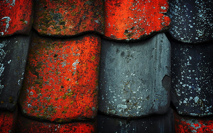 Dachplatte-Beschaffenheit, rot-schwarze Dachplatten, Dach, Fliese, Beschaffenheit, rot, HD-Hintergrundbild