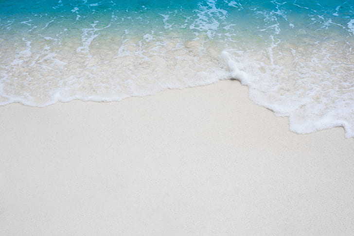 sable, mer, vague, plage, été, bleu, paysage marin, Fond d'écran HD