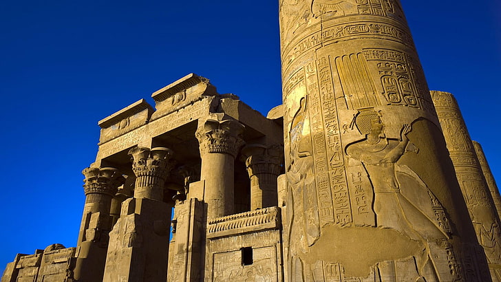 egyptian temple, kom ombo, egypt, aswan, temple, temple of kom ombo, ruins, building, ancient egypt, historic, column, monument, history, architecture, sky, ancient history, landmark, HD wallpaper