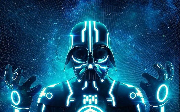 Star Wars, Darth Vader, fan art, Tron, mix up, crossover, HD wallpaper