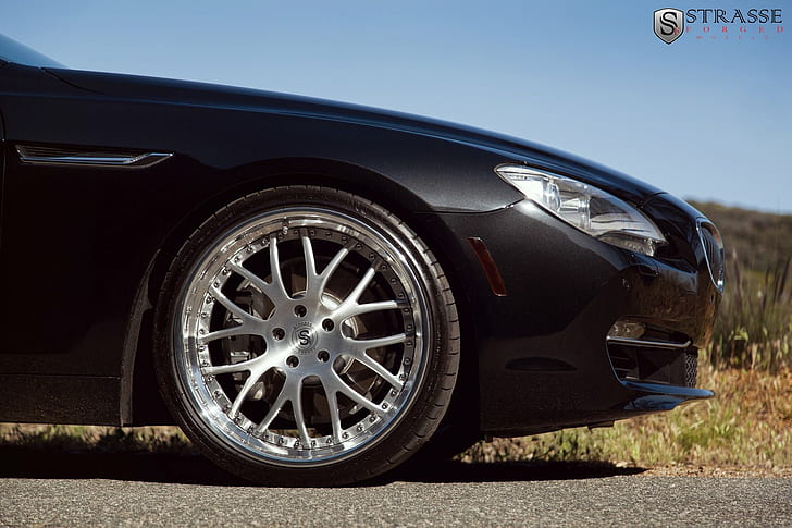 640i, black, bmw, cars, convertible, strasse, tuning, wheels, HD wallpaper