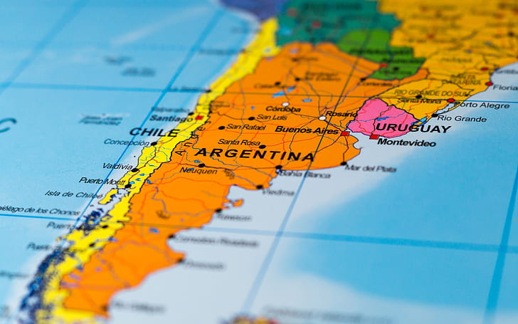 الأرجنتين ، خريطة ، شيلي ، أوروغواي، خلفية HD
