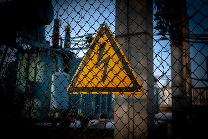 danger, sign, warning, the fence, industry, electricity, attention, current, high voltage, HD wallpaper
