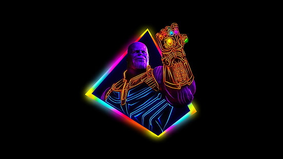 Thanos Avengers Infinity War Neon Art, Infinity, Neon, Avengers, War, art, Thanos, Wallpaper HD HD wallpaper