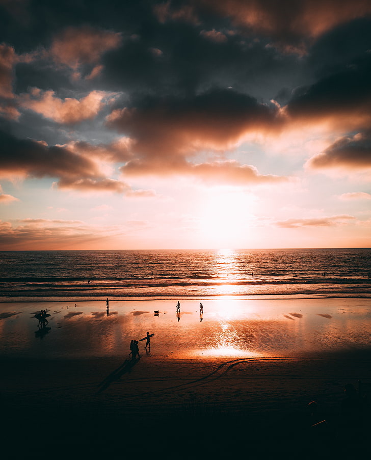 ocean, sunset, shore, la jolla, san diego, california, united states, HD wallpaper