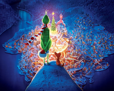 The Grinch Christmas holiday movie 2018, Cartoni animati, Altro, Inverno, Natale, Film, Vacanze, 2018, Grinch, Sfondo HD HD wallpaper