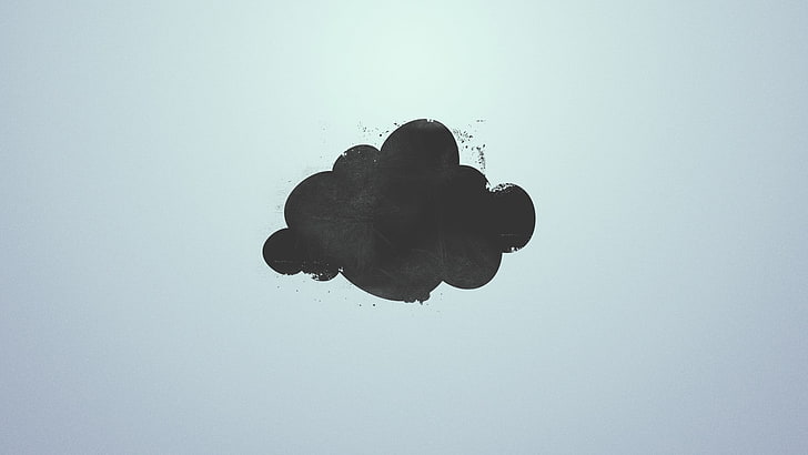 nuvola nera illustrazione, minimalismo, nuvole, opere d'arte, sfondo semplice, arte digitale, Sfondo HD