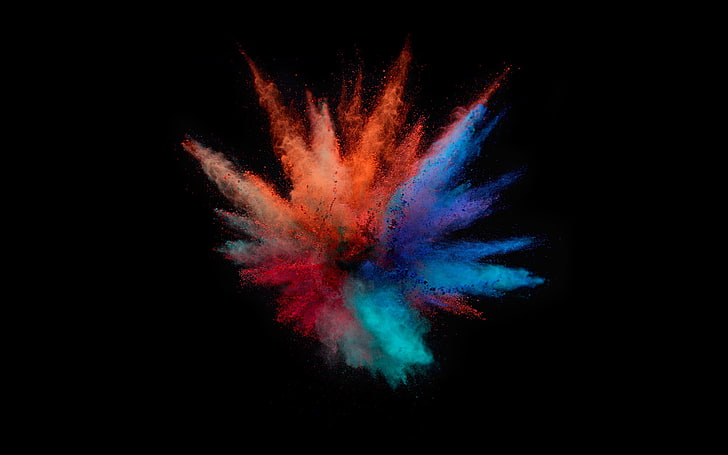 photo of colored powder blast, MacBook, colorful, minimalism, simple background, HD wallpaper