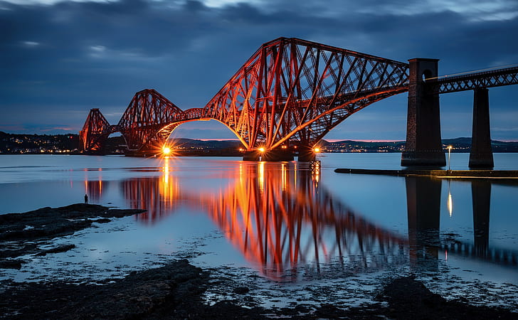 Bridges, Forth Bridge, Bridge, Reflection, Scotland, HD wallpaper
