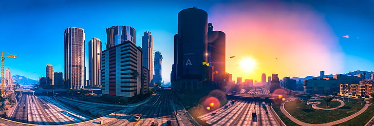 อาคารกลางและอาคารสูง, เมือง, เกม, Grand Theft Auto V, GTA V, GTA 5, วอลล์เปเปอร์ HD