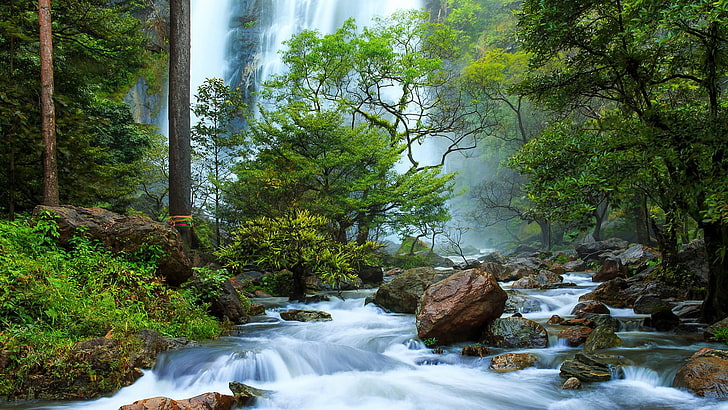 rzeka, krajobraz, przyroda, drzewa, woda, Tapety HD