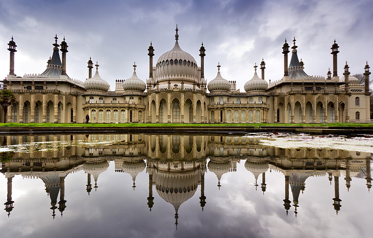 Brighton Royal Pavilion Reflections, white palace, World, England, HD wallpaper