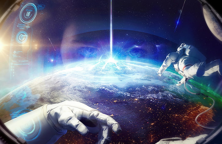 Astronaut digitale Tapete, Raum, Planet, Astronaut, der Anzug, Umlaufbahn, HD-Hintergrundbild