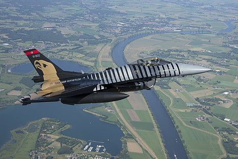 เครื่องบินขับไล่สีเทาและสีดำกองทัพอากาศตุรกี SoloTurk ตุรกีกองทัพตุรกีพลศาสตร์ทั่วไป F-16 Fighting Falcon เครื่องบินทหารทหารเครื่องบิน, วอลล์เปเปอร์ HD HD wallpaper