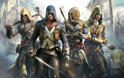 Assassin's Creed Malerei, Assassin's Creed digitale Tapete, Assassin's Creed, Assassin's Creed: Einheit, Videospiele, HD-Hintergrundbild HD wallpaper