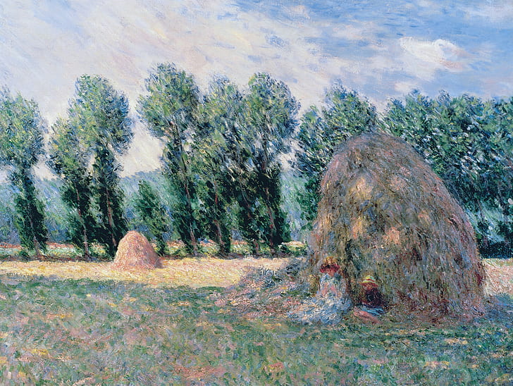 árboles, paisaje, imagen, Claude Monet, pila, Fondo de pantalla HD