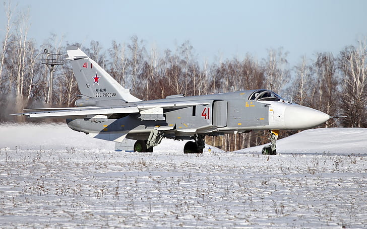 Su-24 bomber lepas landas, Su, Bomber, Wallpaper HD