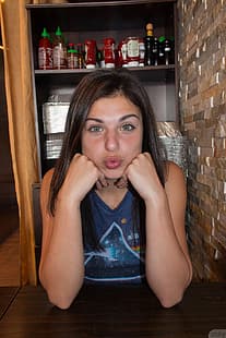 Leah Gotti, donne, pornostar, occhi verdi, bruna, capelli lunghi, giovane donna, Sfondo HD HD wallpaper