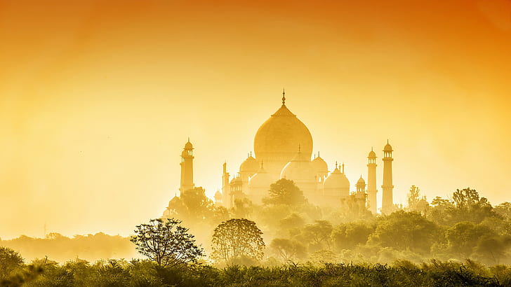 Golden Taj Mahal HD, world, travel, travel and world, golden, mahal, taj, HD wallpaper