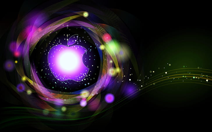 abstract, apple, background, Colorful, colors, Glowing, logo, mac, HD wallpaper