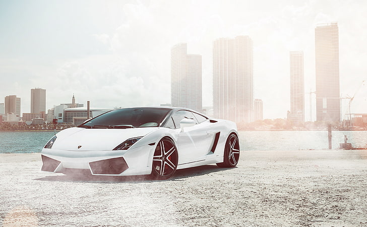 Lamborghini Gallardo Supercar, biały samochód sportowy Lamborghini Aventador, samochody, supersamochody, lamborghini gallardo, Tapety HD
