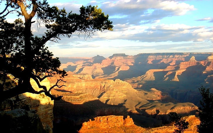 Grand Canyon, pemandangan, sinar matahari, ngarai, alam, Wallpaper HD