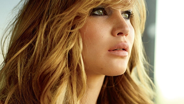 Jenifer Lawrence, Jennifer Lawrence, green eyes, Hollywood, blonde, women, face, freckles, actress, celebrity, HD wallpaper