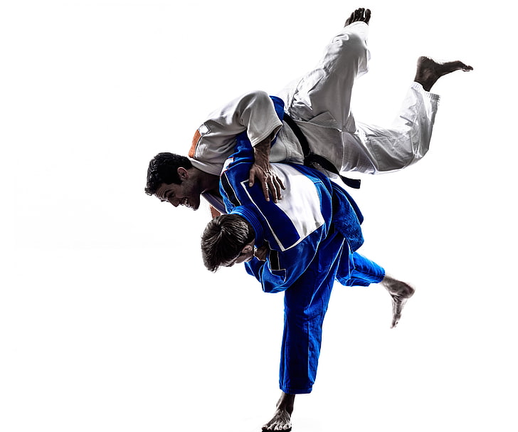 blue karate gi, fight, skill, training, technique, judo, HD wallpaper