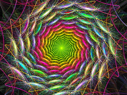 trippy, psychedelic, colorful, fractal, HD wallpaper HD wallpaper