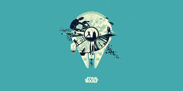  Millennium Falcon, simple background, Star Wars, artwork, science fiction, HD wallpaper HD wallpaper
