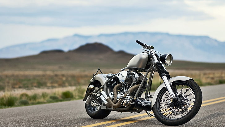 gray cruiser motorcycle, motorcycle, vehicle, HD wallpaper