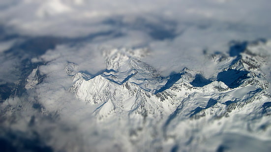 планини, сняг, смяна на наклон, пейзаж, въздушен изглед, HD тапет HD wallpaper