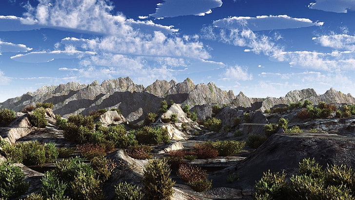gray rock mountains, Earth, Landscape, Hill, Krajobraz, Mountain, Rock, HD wallpaper