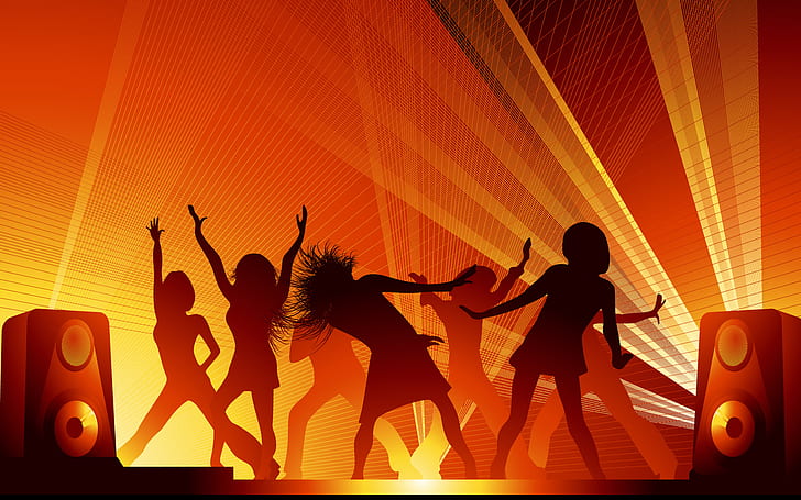Orange Music Party, orange, party, music, vector and design, HD wallpaper