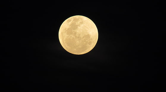 Yellow Moon, full moon, Space, Night, HD tapet HD wallpaper