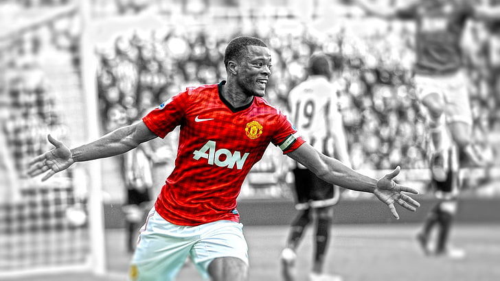 Tapete des Fußballspielers des selektiven Fokus, Manchester United, Patrice Evra, HD-Hintergrundbild