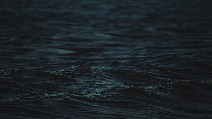 青、暗い、被写界深度、海、シンプル、水、波、 HDデスクトップの壁紙