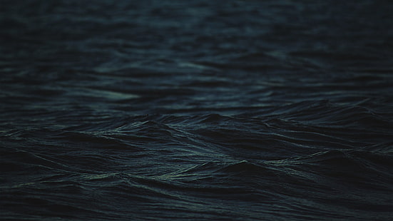 синий, темный, глубина резкости, море, простое, вода, волны, HD обои HD wallpaper