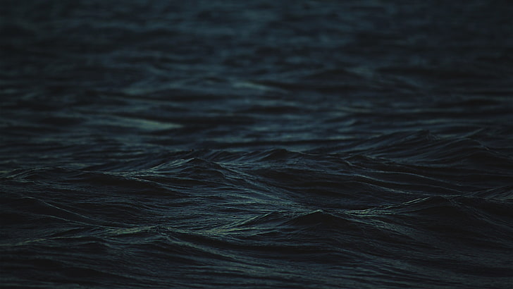 дълбочина на полето, синьо, море, тъмно, вода, вълни, просто, HD тапет