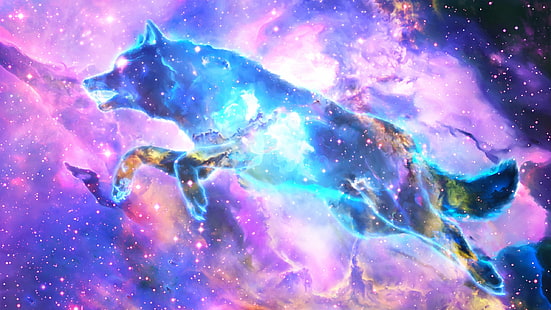 волк галактика обои, космос, туманность, волк, HD обои HD wallpaper