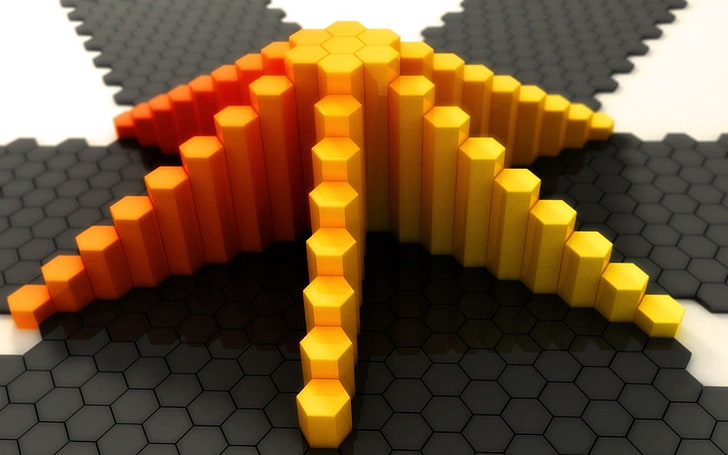 لعبة مكعبات بناء بلاستيكية صفراء ثلاثية الأبعاد ، هرم ، مرحلة ، خلية، خلفية HD