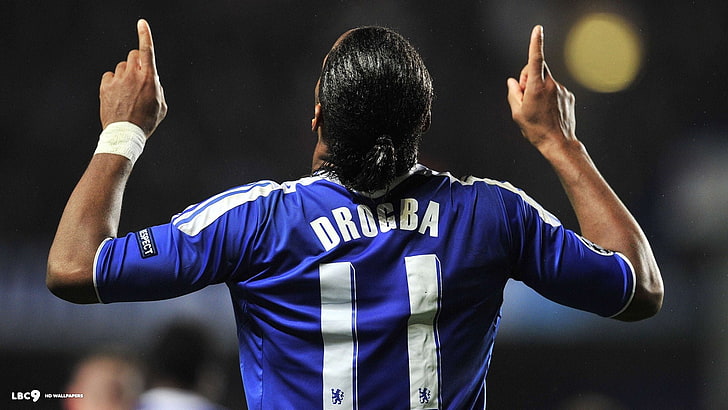 Blau-weißes Drogba-Trikot für Herren, FC Chelsea, Didier Drogba, Herren, Fußball, Sport, Sport, HD-Hintergrundbild