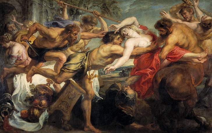 gambar, Peter Paul Rubens, mitologi, Pieter Paul Rubens, Pertempuran Lapiths dan Centaur, Penculikan Hippodamia, Wallpaper HD