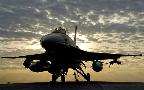 General Dynamics F-16 Fighting Falcon, militära flygplan, flygplan, moln, HD tapet HD wallpaper