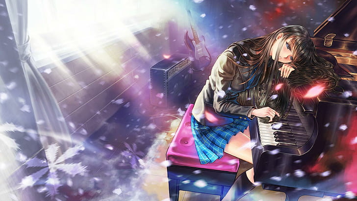 Touma Kazusa, Album Putih, Gadis Anime, Piano, Sedih, touma kazusa, album putih, gadis anime, piano, sedih, Wallpaper HD