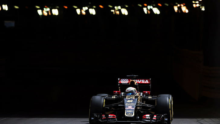 F1, Formuła 1, czarno-czerwony wózek F1, F1, Formuła 1, Monte Carlo, Lotus, E23, Romain Grosjean, Tapety HD
