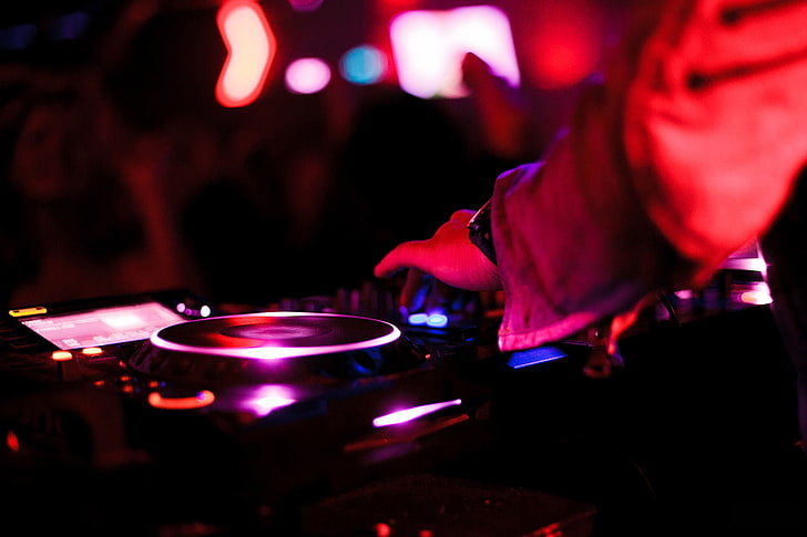 Schwarzes und rotes LED-Licht, Discjockey, Nachtclubs, Neon, HD-Hintergrundbild